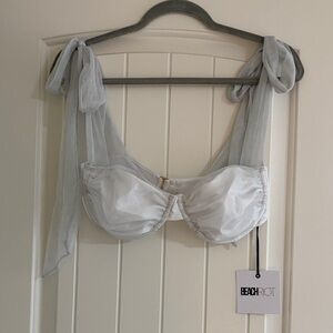 Beach Riot Sheer White Tie Strap Bikini top